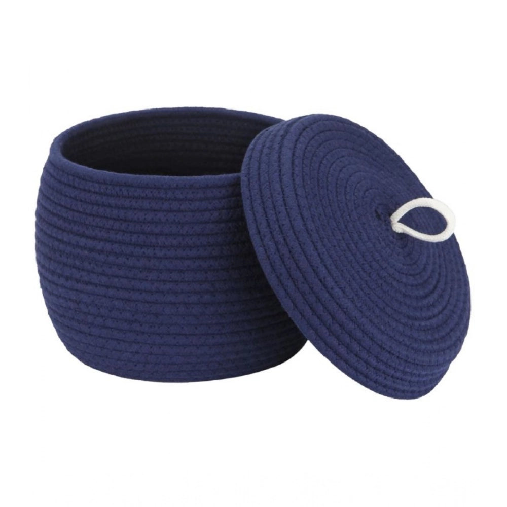 Generic Cotton Bear Shaped Storage Matka Basket With Lid Pack of 1 (Blue) Main image
