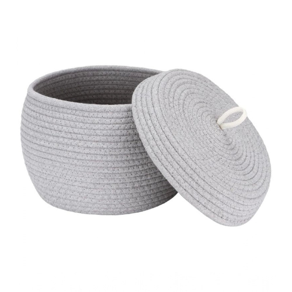 Generic Cotton Bear Shaped Storage Matka Basket With Lid Pack of 1 (Grey) Main image
