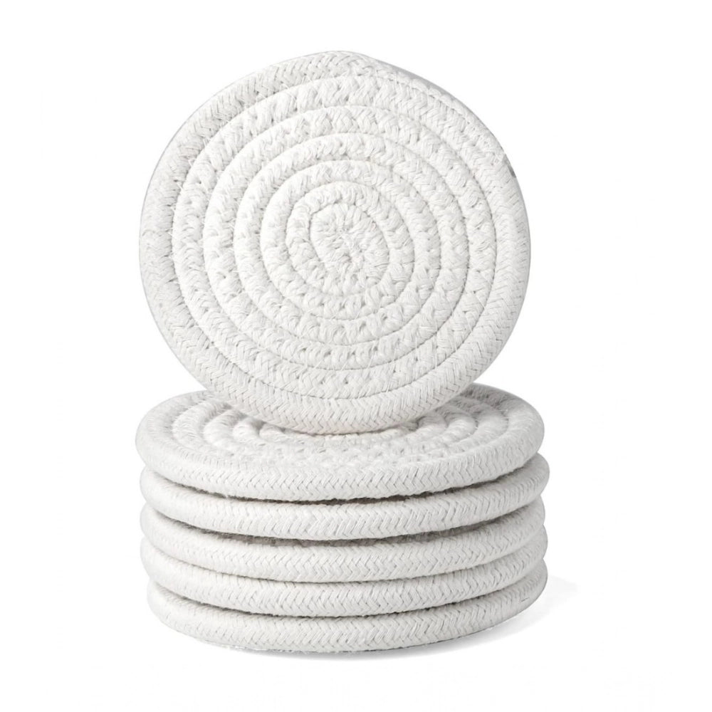 Generic Cotton Rope Drink Coasters 6 Pcs Set (White) Secondary image