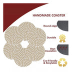 Generic Cotton Rope Drink Coasters 6 Pcs Set (Beige White)