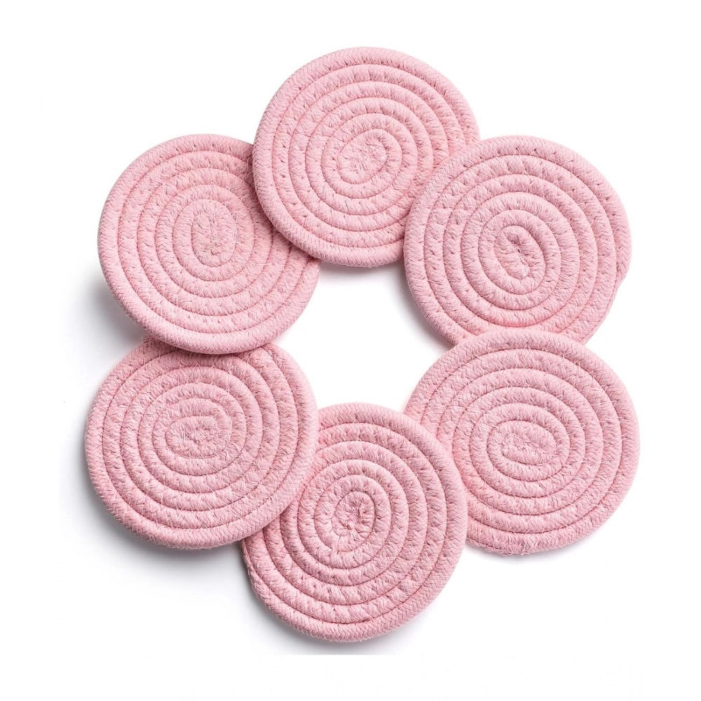 Generic Cotton Rope Drink Coasters 6 Pcs Set (Pink) Main image