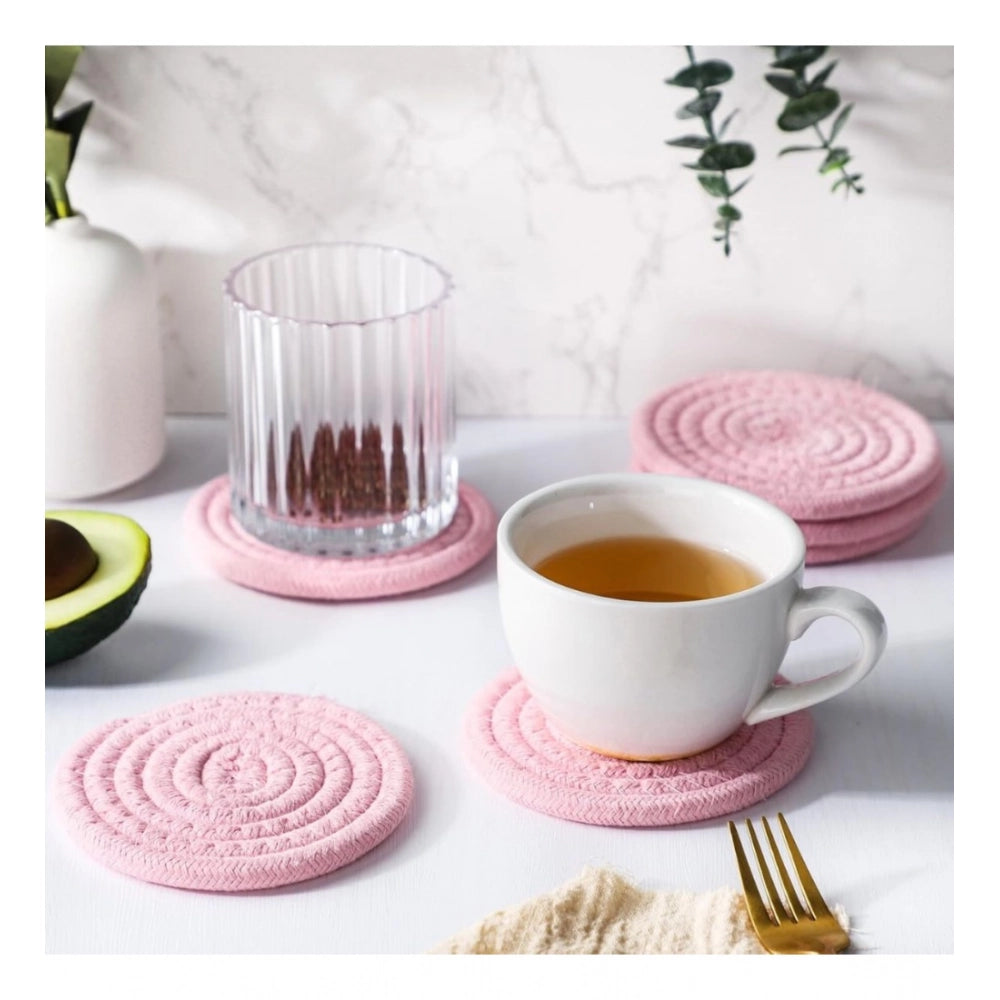 Generic Cotton Rope Drink Coasters 6 Pcs Set (Baby Pink) Secondary image