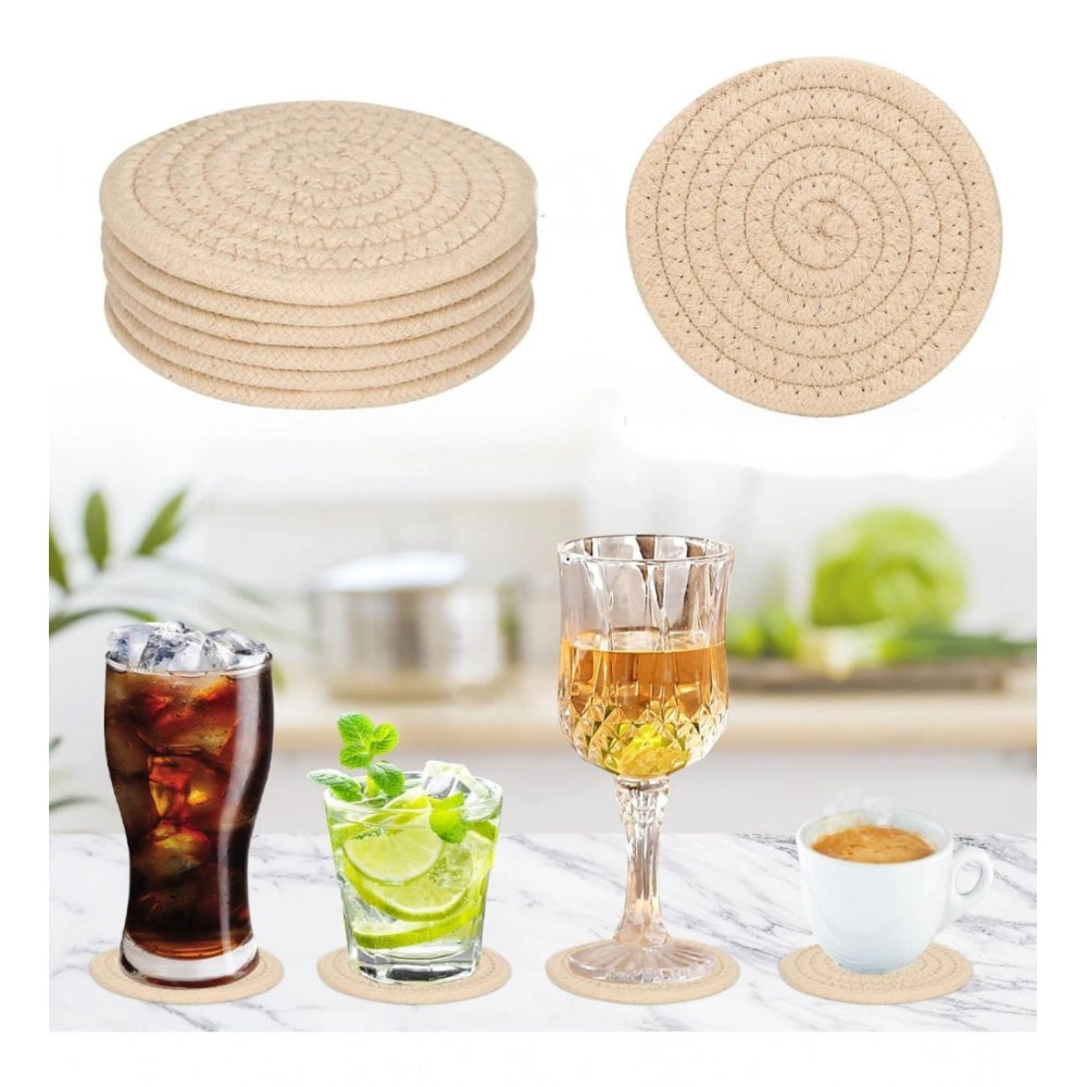 Generic Cotton Rope Drink Coasters 6 Pcs Set (Cream) Secondary image