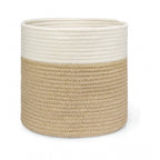 Generic Cotton Large Woven Storage Basket 11x11 Inch Pack of 1 (Beige White)