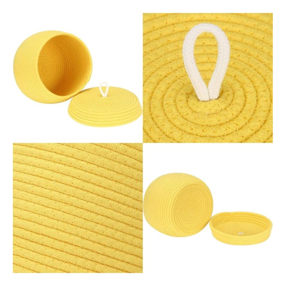 Generic Cotton Bear Shaped Storage Matka Basket With Lid Pack of 1 (Yellow) Secondary image