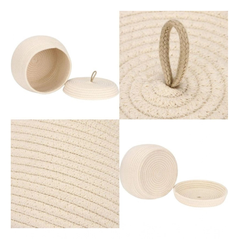 Generic Cotton Bear Shaped Storage Matka Basket With Lid Pack of 1 (Beige) Secondary image