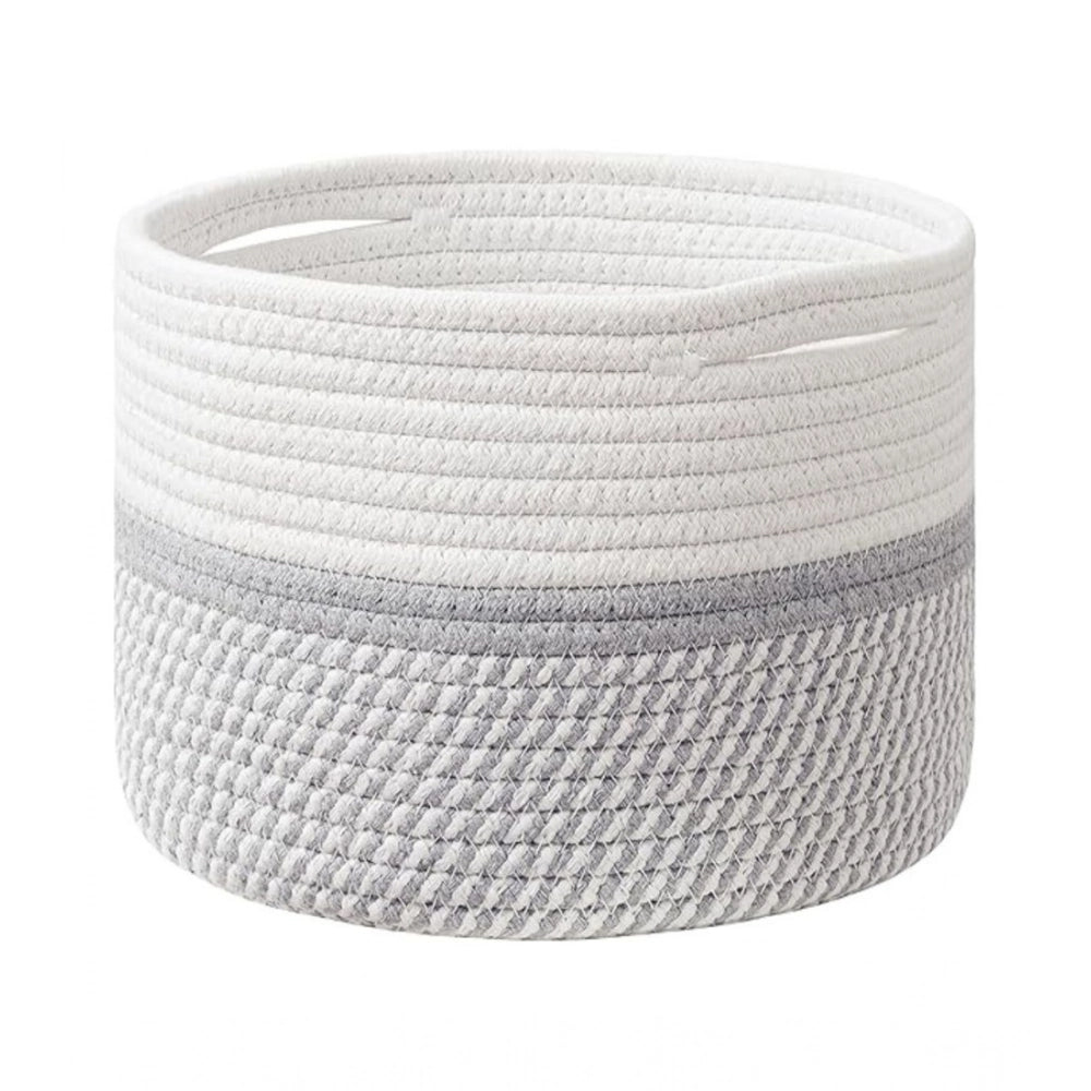 Generic Cotton Storage Rope Woven Baskets 9x7 Inch Pack of 1 (Grey) Main image