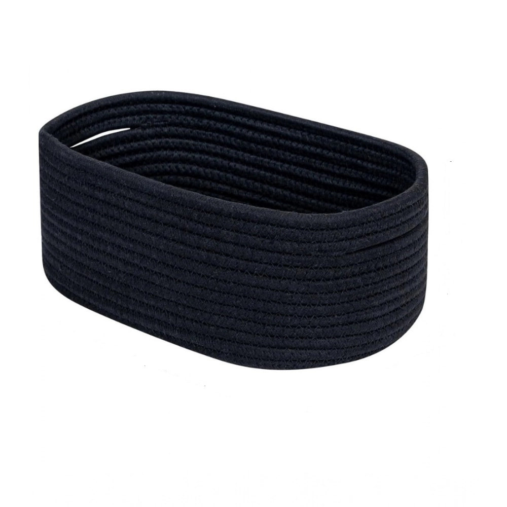 Generic Cotton Oval Storage Rope Woven Baskets Pack of 1 (Black) Secondary image