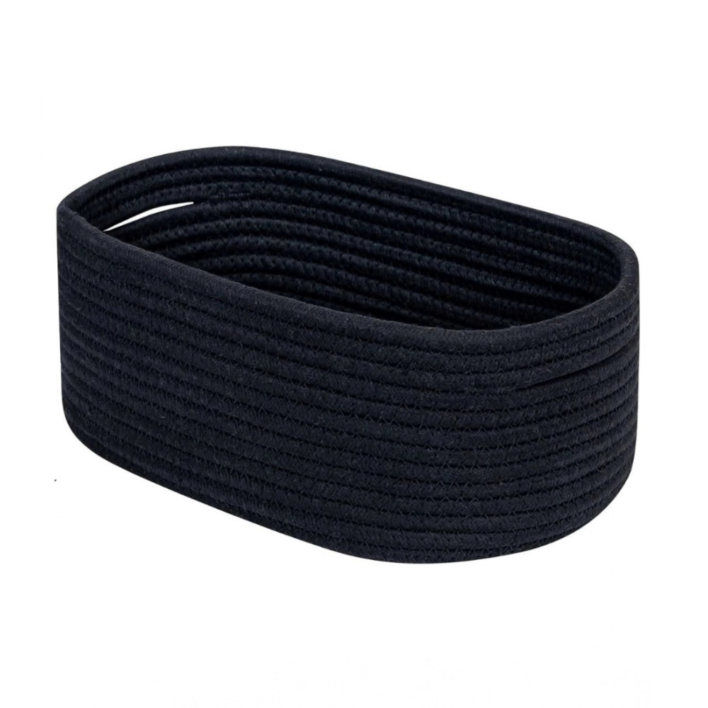Generic Cotton Oval Storage Rope Woven Baskets Pack of 1 (Black) Main image