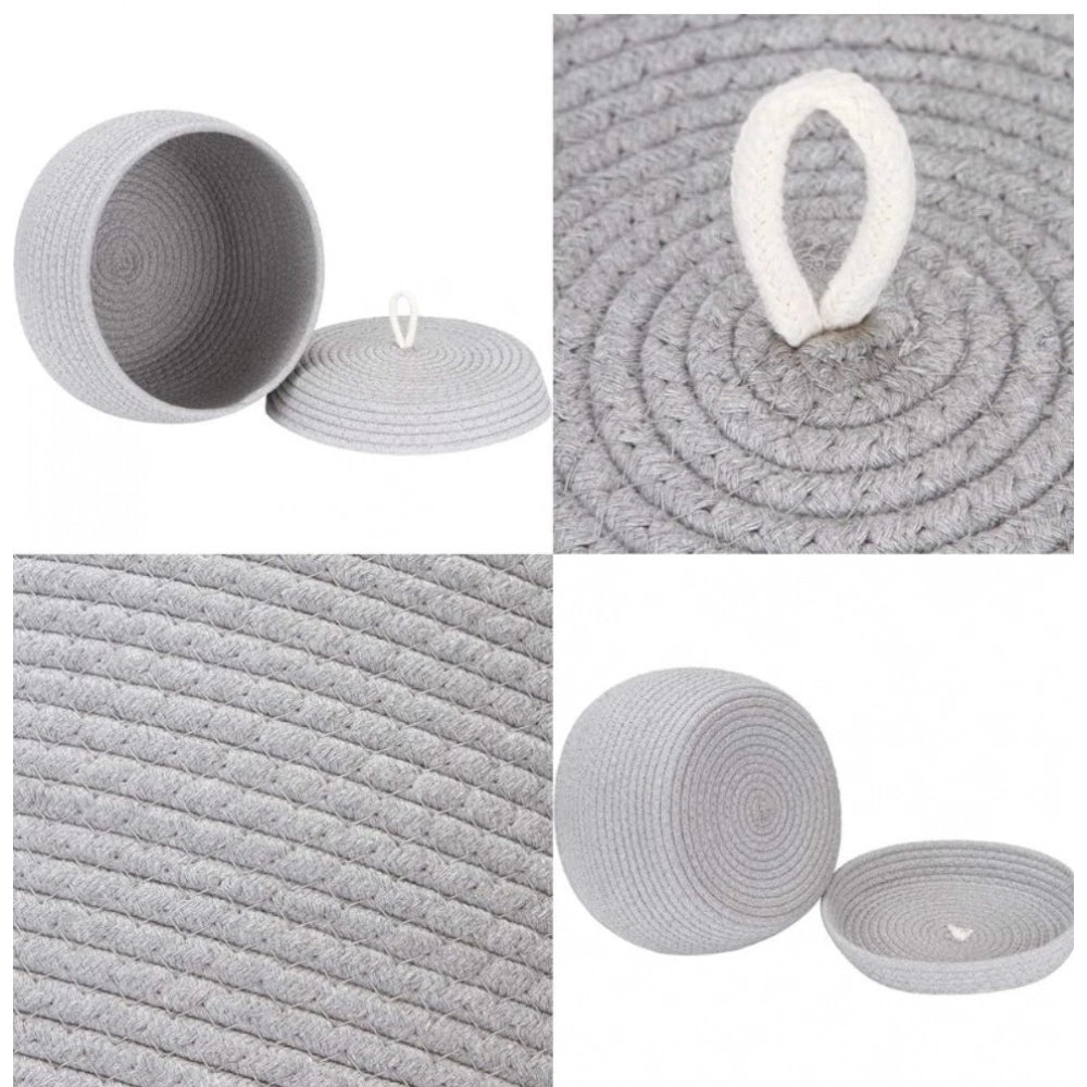 Generic Cotton Bear Shaped Storage Matka Basket With Lid Pack of 1 (Grey) Secondary image