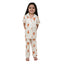 Generic Girl's Silk Bleand Printed Short Sleeve Night Suit Set (White)