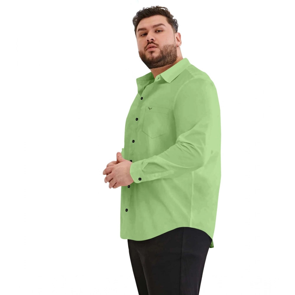 Generic Mens Casual Cotton Solid Full Sleeve Shirt (Pista) Secondary image