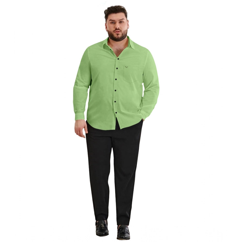 Generic Mens Casual Cotton Solid Full Sleeve Shirt (Pista)