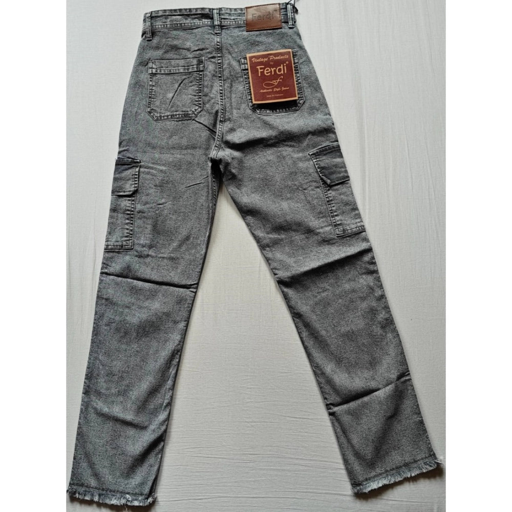 Generic Women's Cotton Blended Solid Cargo Straight Fit (Grey) Secondary image
