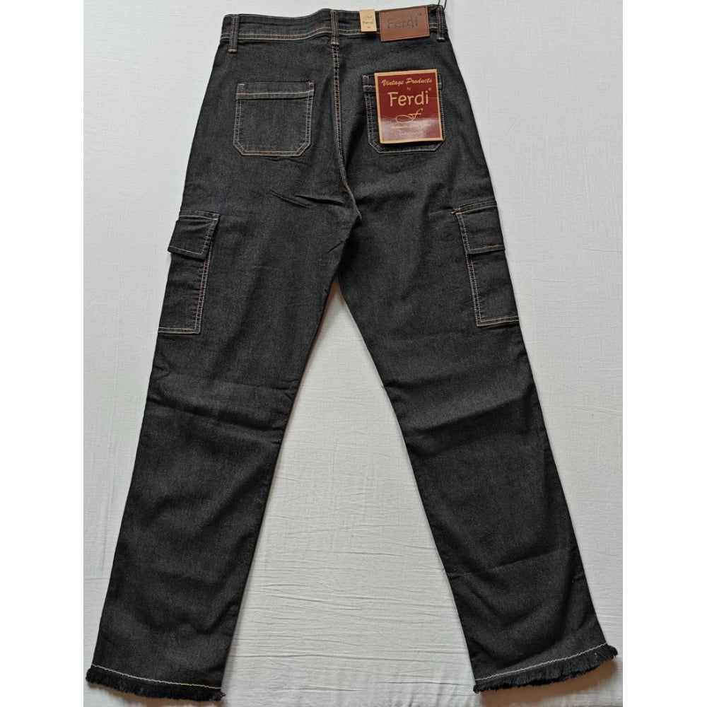 Generic Women's Cotton Blended Solid Cargo Straight Fit (Black) Secondary image