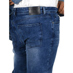 Generic Men's Cotton Blended Solid Plus Size Jeans (Blue)