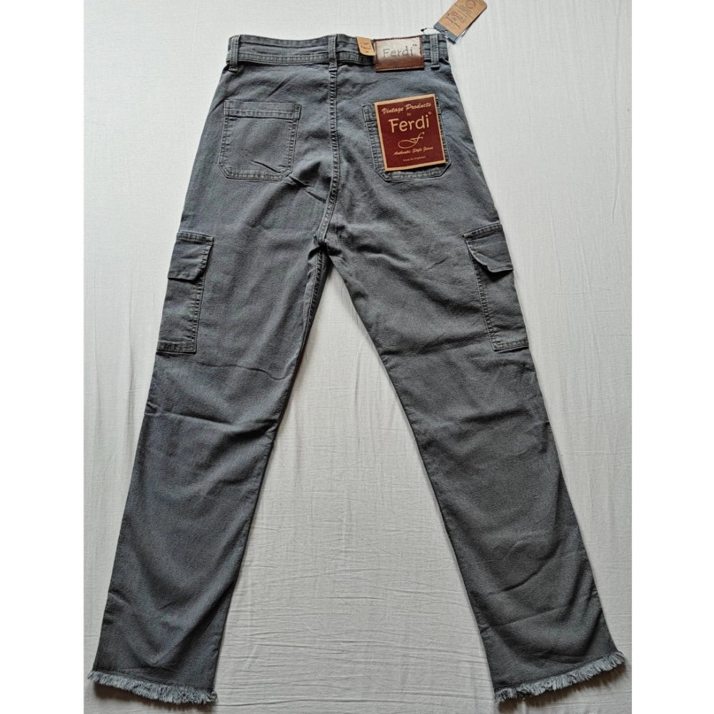 Generic Women's Cotton Blended Solid Cargo Straight Fit (Grey) Secondary image