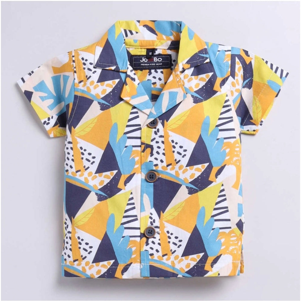 Generic Boy's Lycra Blend Printed Short Sleeve Shirt and Shorts Set (MultiColor) Secondary image