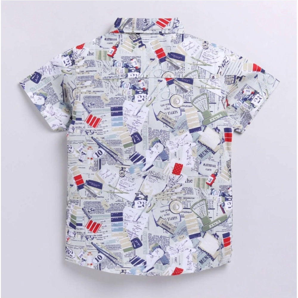 Generic Boy's Cotton Blend Printed Short Sleeve Shirt (MultiColor) Secondary image