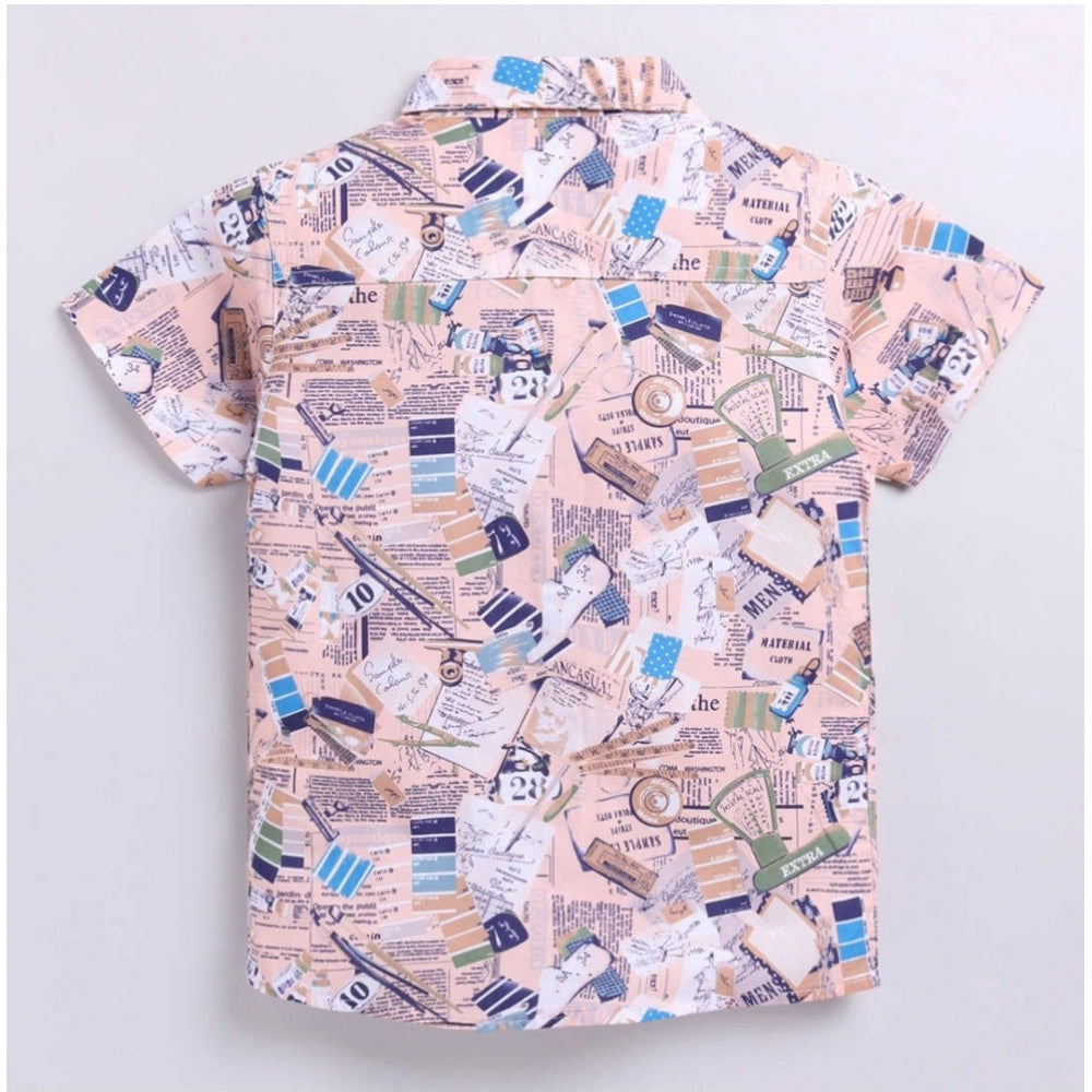 Generic Boy's Cotton Blend Printed Short Sleeve Shirt (MultiColor)