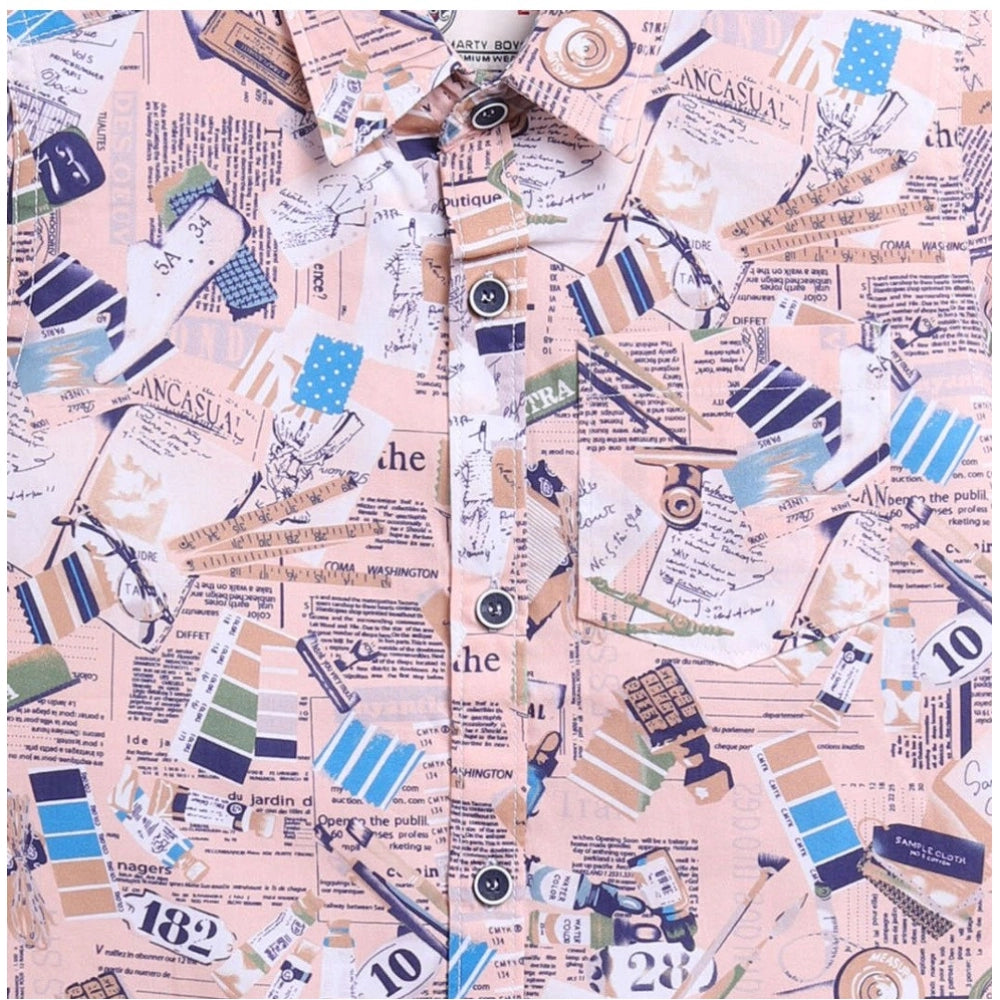 Generic Boy's Cotton Blend Printed Short Sleeve Shirt (MultiColor) Secondary image