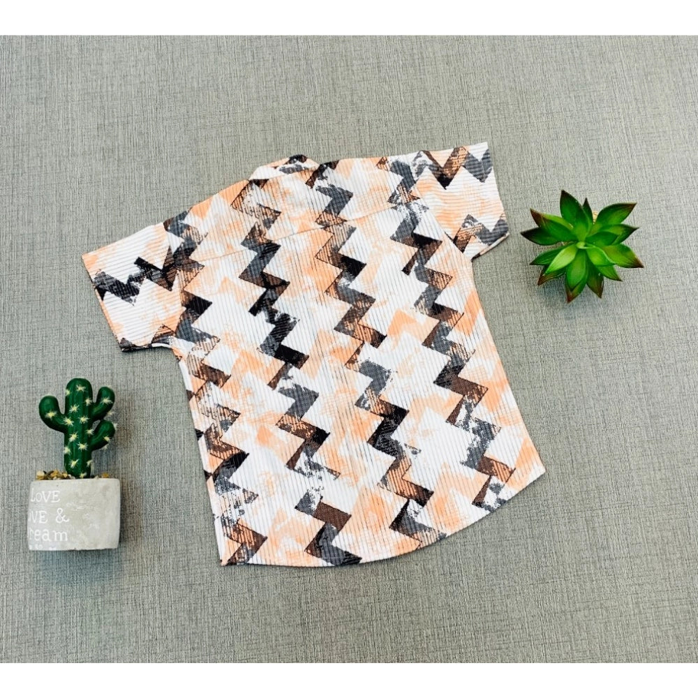 Generic Boy's Cotton Blend Printed Short Sleeve Shirt and Shorts Set (MultiColor) Secondary image