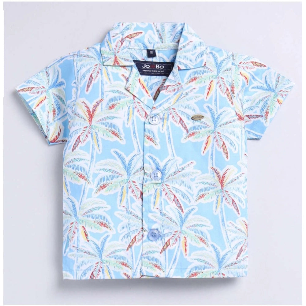 Generic Boy's Lycra Blend Printed Short Sleeve Shirt and Shorts Set (MultiColor) Secondary image