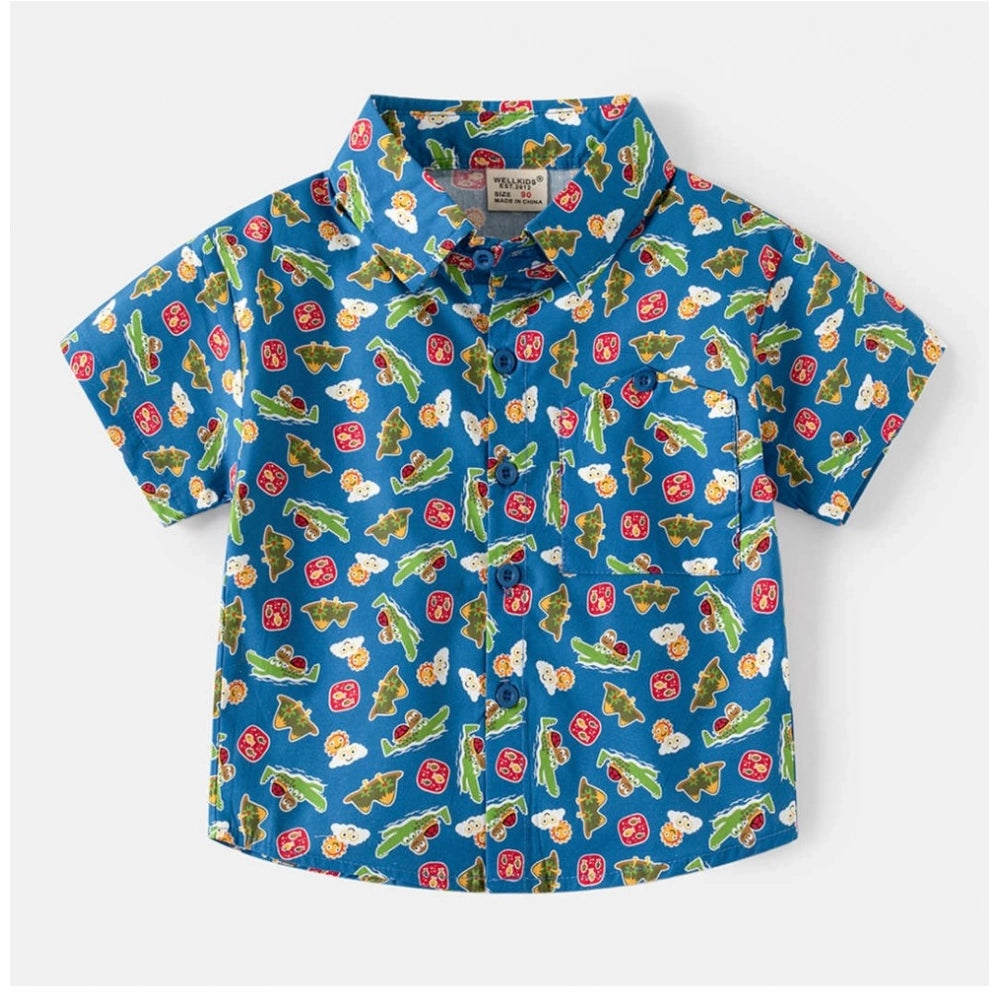 Generic Boy's Cotton Blend Printed Short Sleeve Shirt (MultiColor) Main image