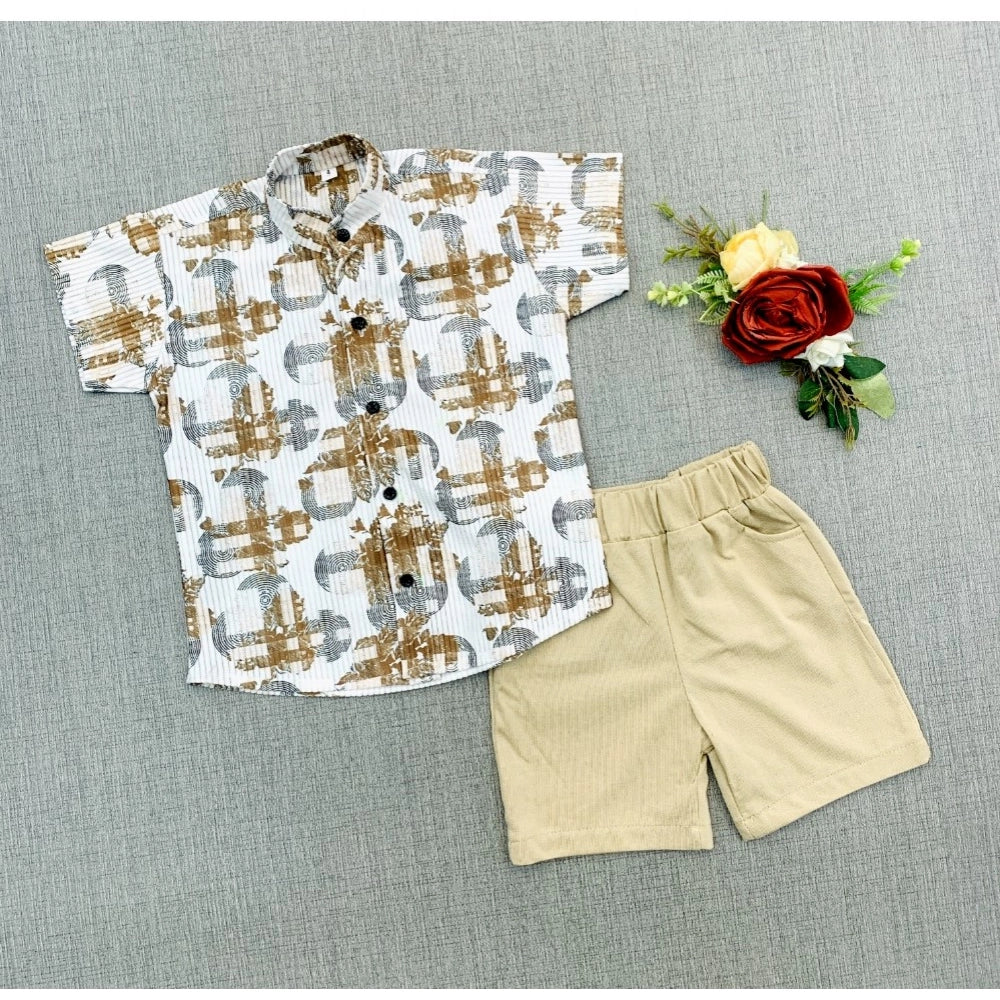 Generic Boy's Cotton Blend Printed Short Sleeve Shirt and Shorts Set (MultiColor)