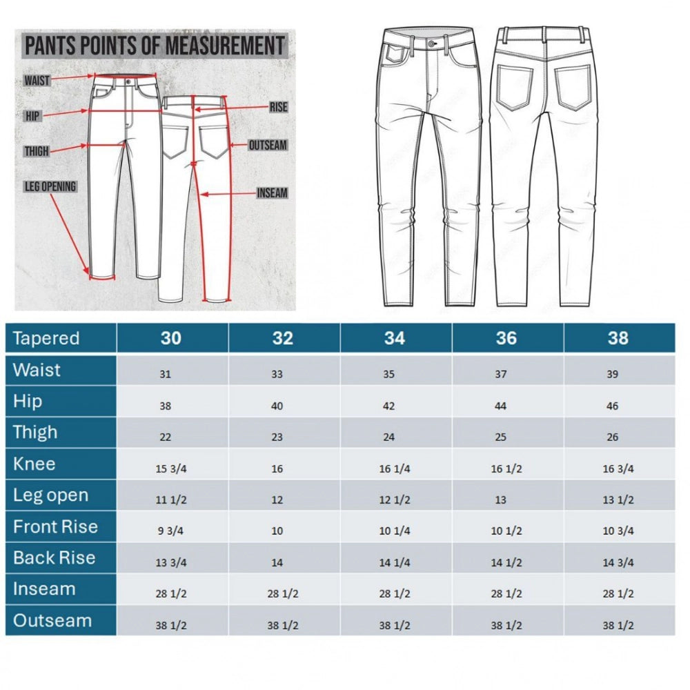 Generic Men's Cotton Blended Solid Classic Fit Jeans (Beige)