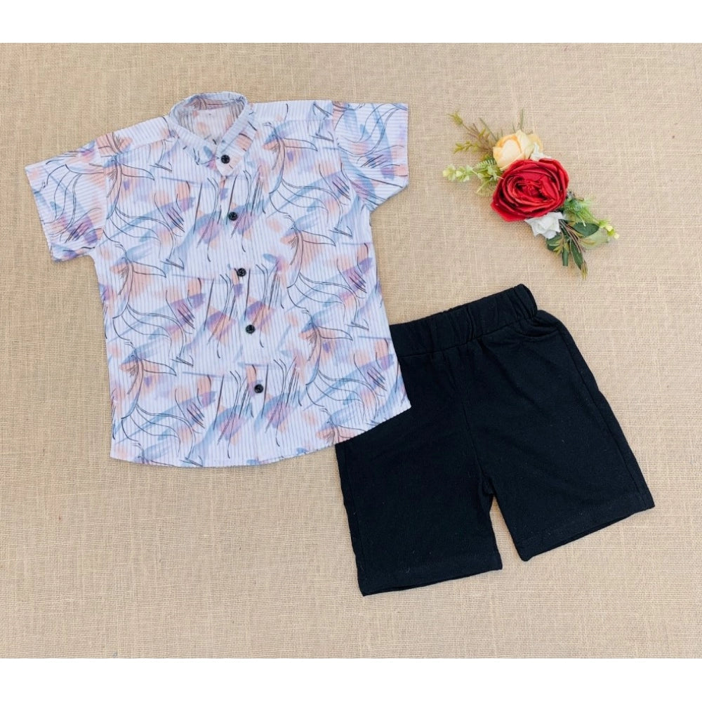 Generic Boy's Cotton Blend Printed Short Sleeve Shirt and Shorts Set (MultiColor) Main image