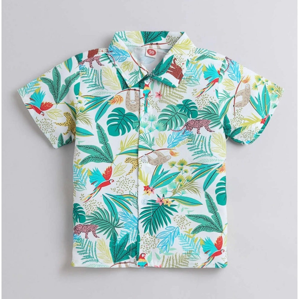 Generic Boy's Lycra Blend Printed Short Sleeve Shirt and Shorts Set (MultiColor) Secondary image