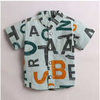 Generic Boy's Cotton Blend Printed Short Sleeve Shirt and Shorts Set (MultiColor)