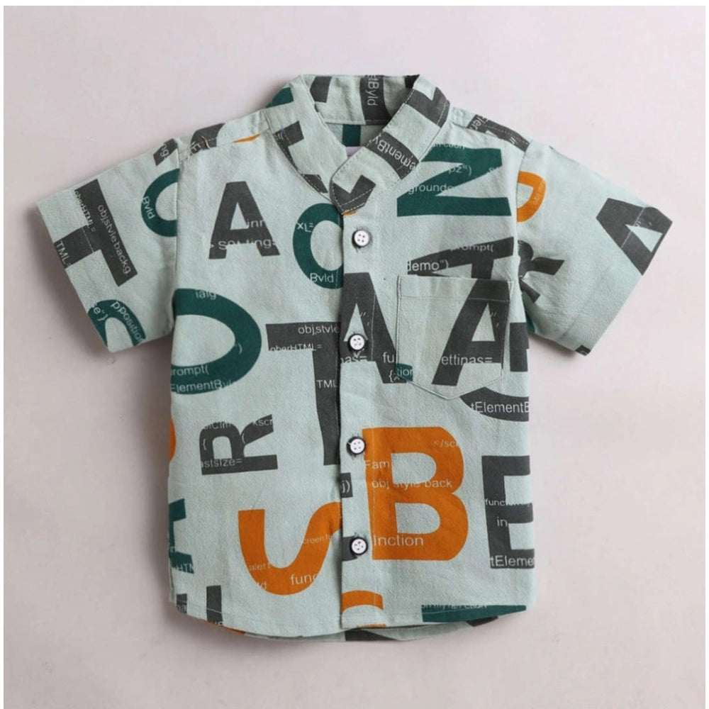 Generic Boy's Cotton Blend Printed Short Sleeve Shirt and Shorts Set (MultiColor)