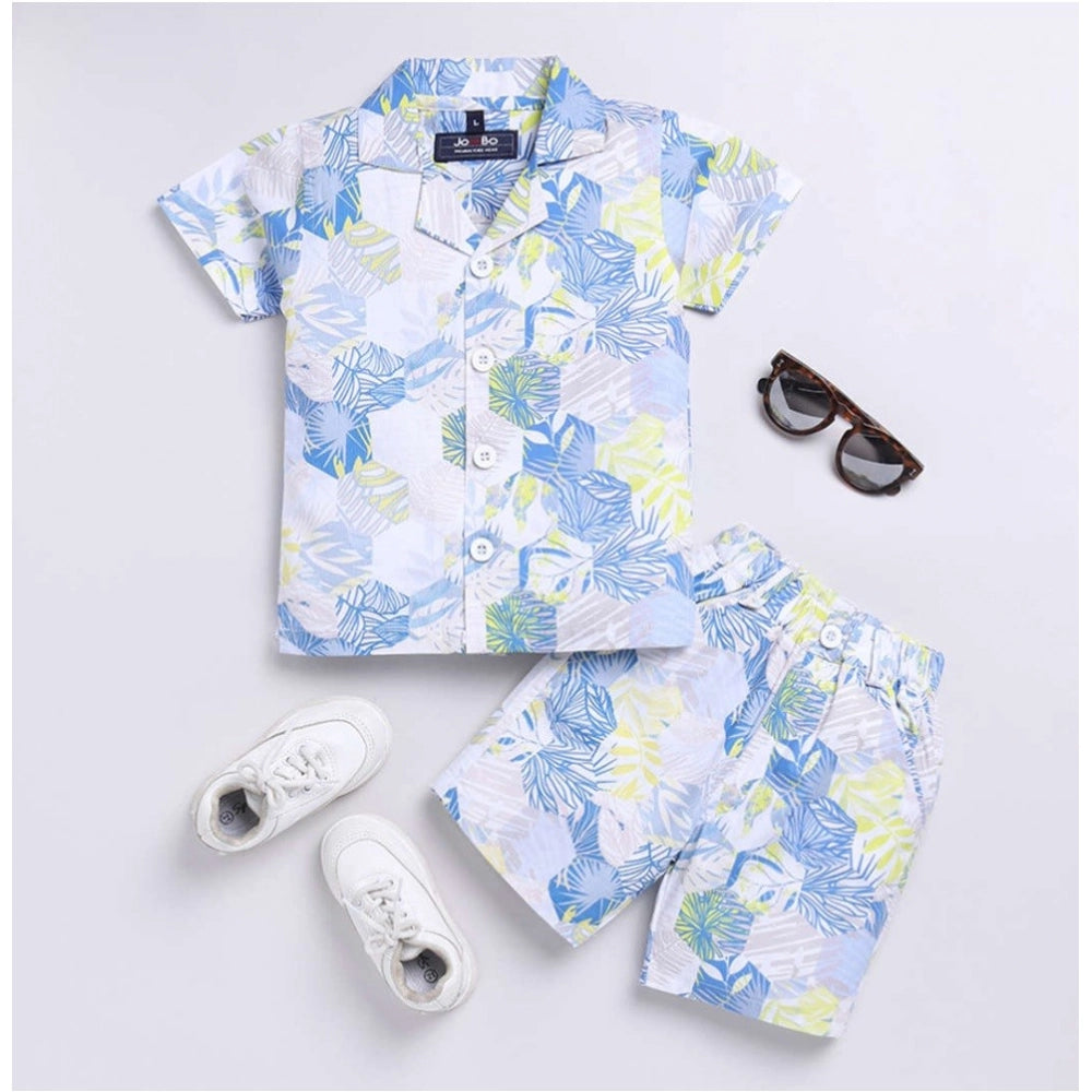 Generic Boy's Cotton Blend Printed Short Sleeve Shirt and Shorts Set (MultiColor) Main image