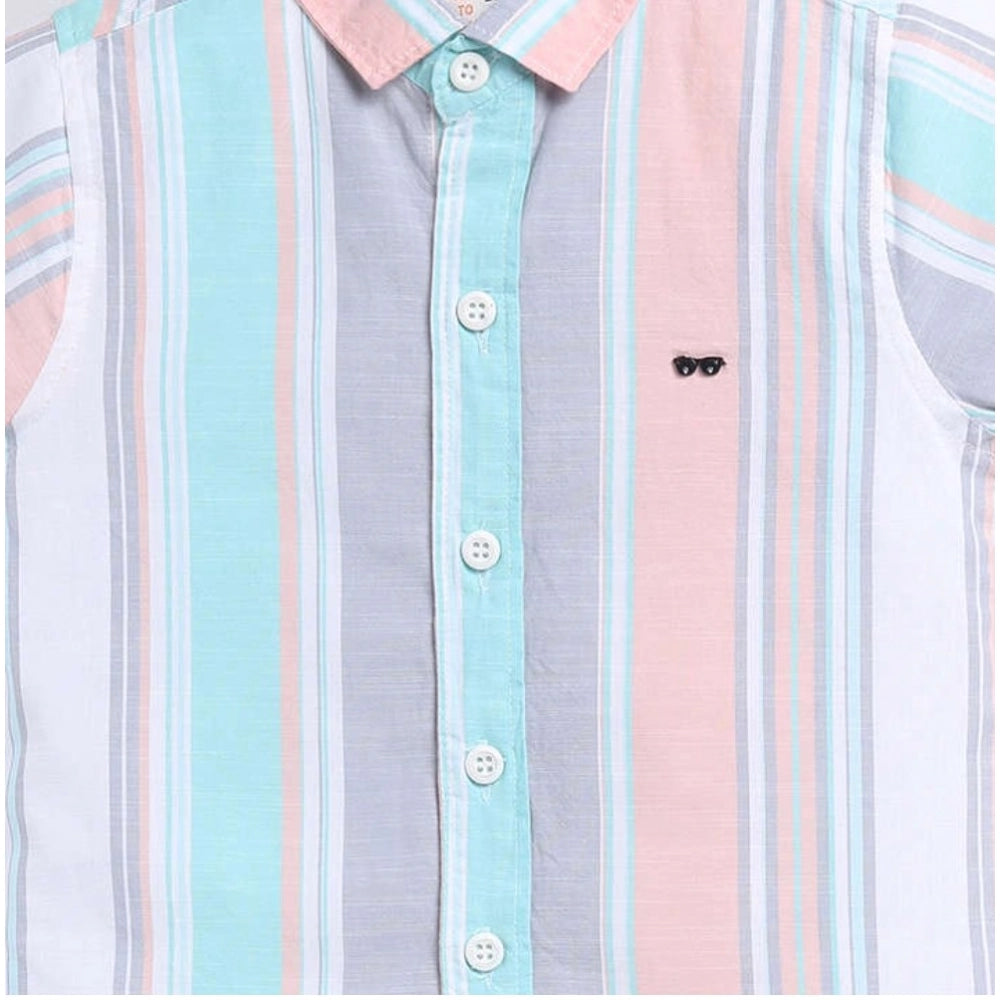 Generic Boy's Cotton Blend Printed Short Sleeve Shirt (MultiColor)