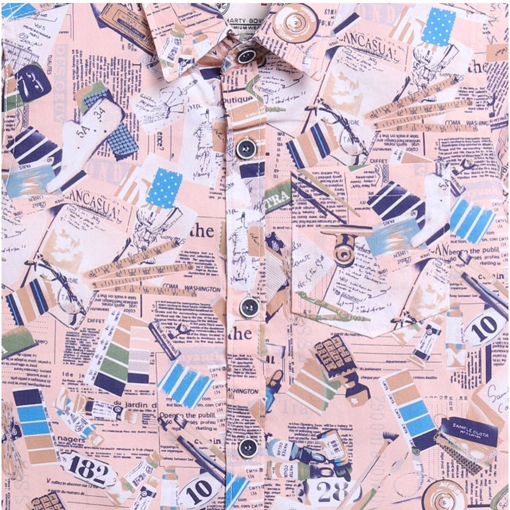 Generic Boy's Cotton Blend Printed Short Sleeve Shirt (MultiColor) Main image