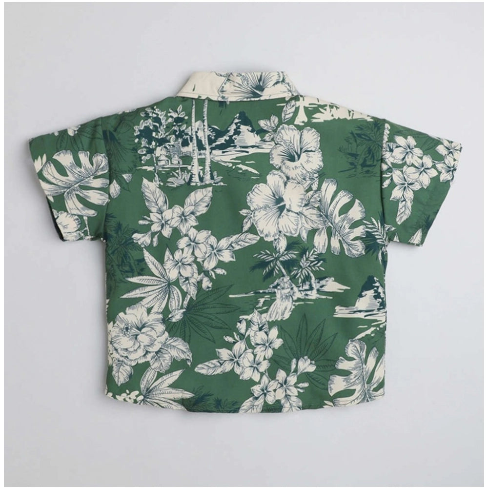 Generic Boy's Cotton Blend Printed Short Sleeve Shirt (Green) Secondary image