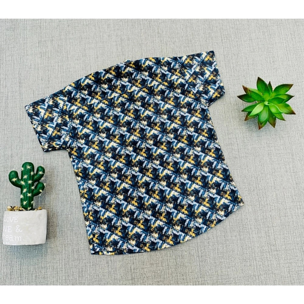 Generic Boy's Cotton Blend Printed Short Sleeve Shirt (MultiColor)