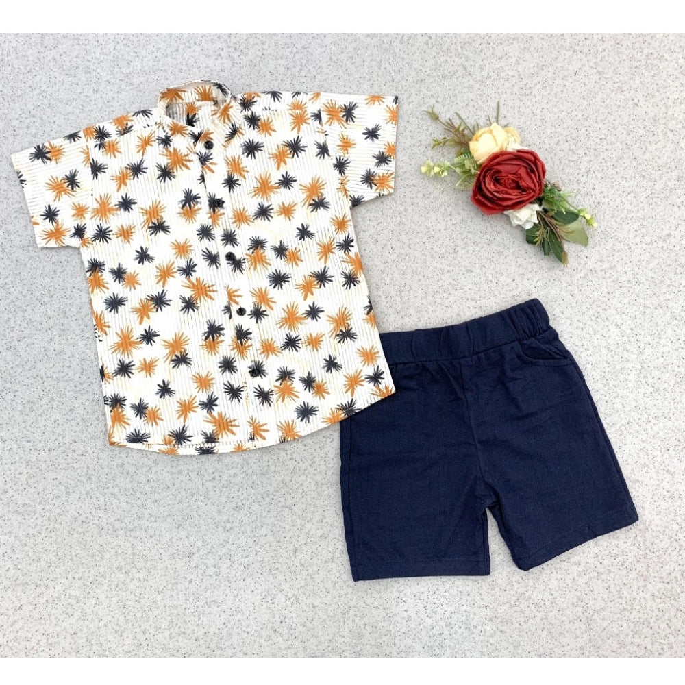 Generic Boy's Cotton Blend Printed Short Sleeve Shirt and Shorts Set (MultiColor) Main image
