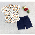 Generic Boy's Cotton Blend Printed Short Sleeve Shirt and Shorts Set (MultiColor)