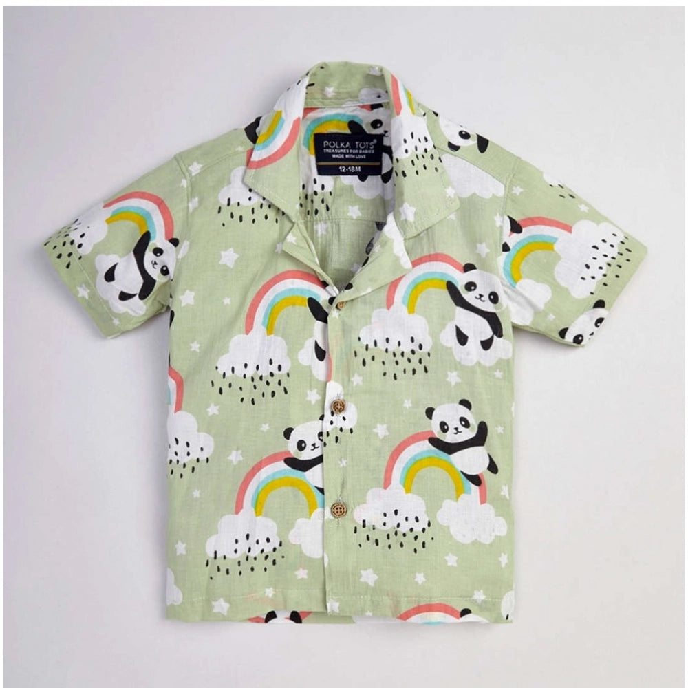 Generic Boy's Lycra Blend Printed Short Sleeve Shirt and Shorts Set (MultiColor) Secondary image