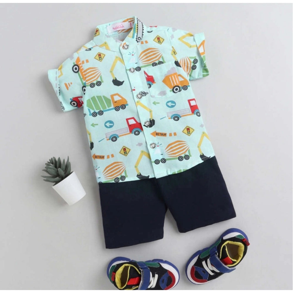 Generic Boy's Cotton Blend Printed Short Sleeve Shirt and Shorts Set (MultiColor) Main image