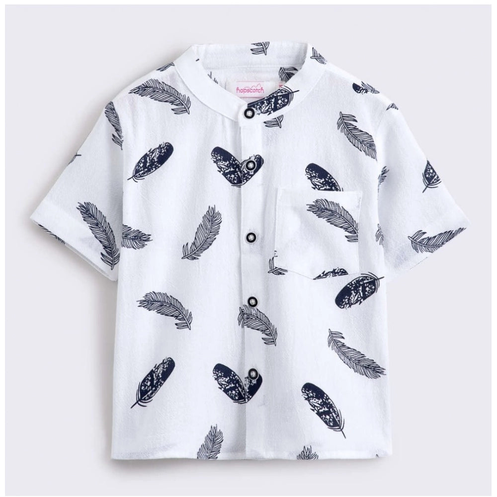 Generic Boy's Cotton Blend Printed Short Sleeve Shirt and Shorts Set (White) Secondary image