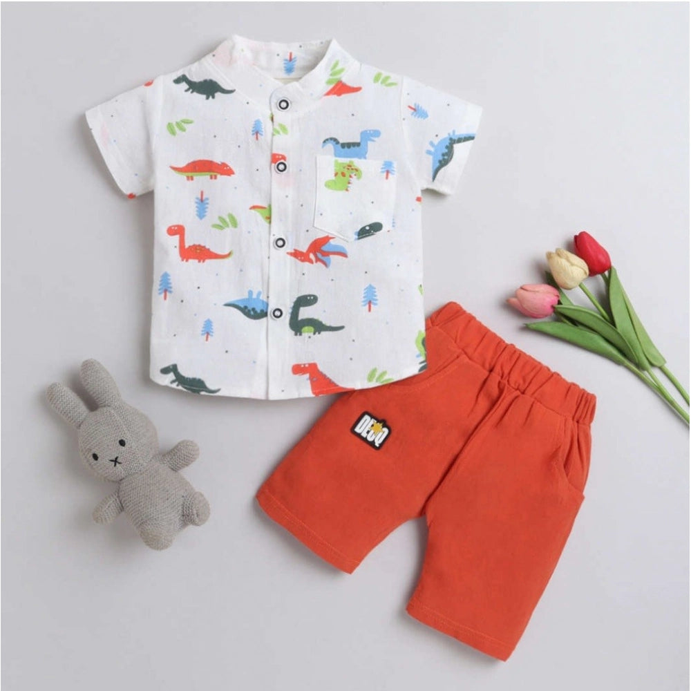 Generic Boy's Cotton Blend Printed Short Sleeve Shirt and Shorts Set (MultiColor) Main image