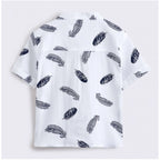 Generic Boy's Cotton Blend Printed Short Sleeve Shirt and Shorts Set (White)