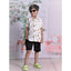 Generic Boy's Cotton Blend Printed Short Sleeve Shirt and Shorts Set (White)
