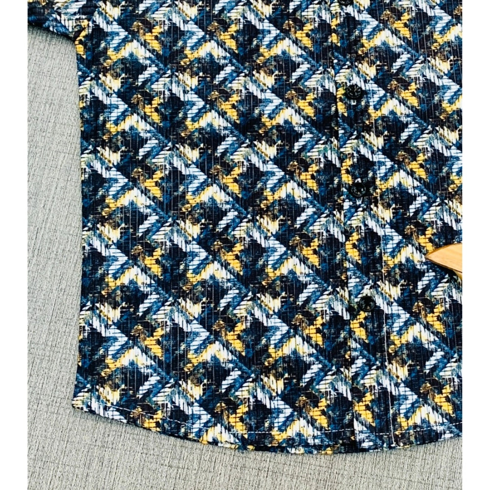 Generic Boy's Cotton Blend Printed Short Sleeve Shirt (MultiColor)