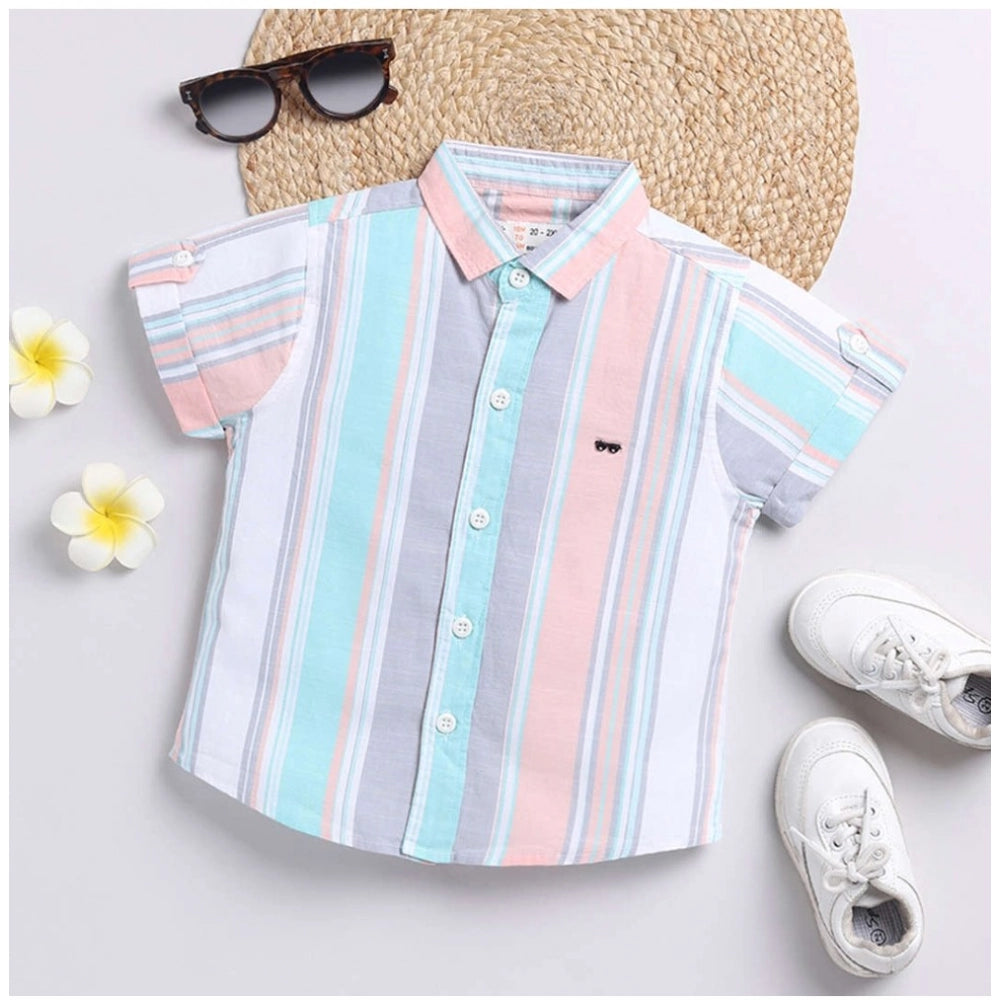 Generic Boy's Cotton Blend Printed Short Sleeve Shirt (MultiColor) Main image