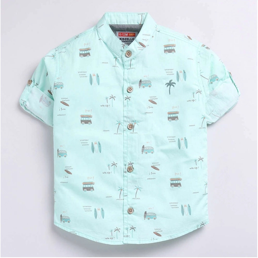 Generic Boy's Cotton Blend Printed Short Sleeve Shirt (MultiColor)